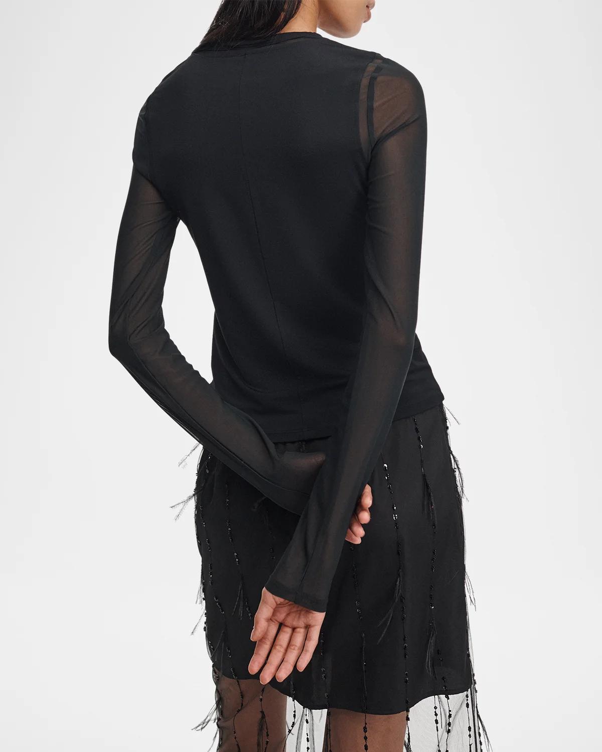 Luca Jersey-Mesh Top - thumbnail 3