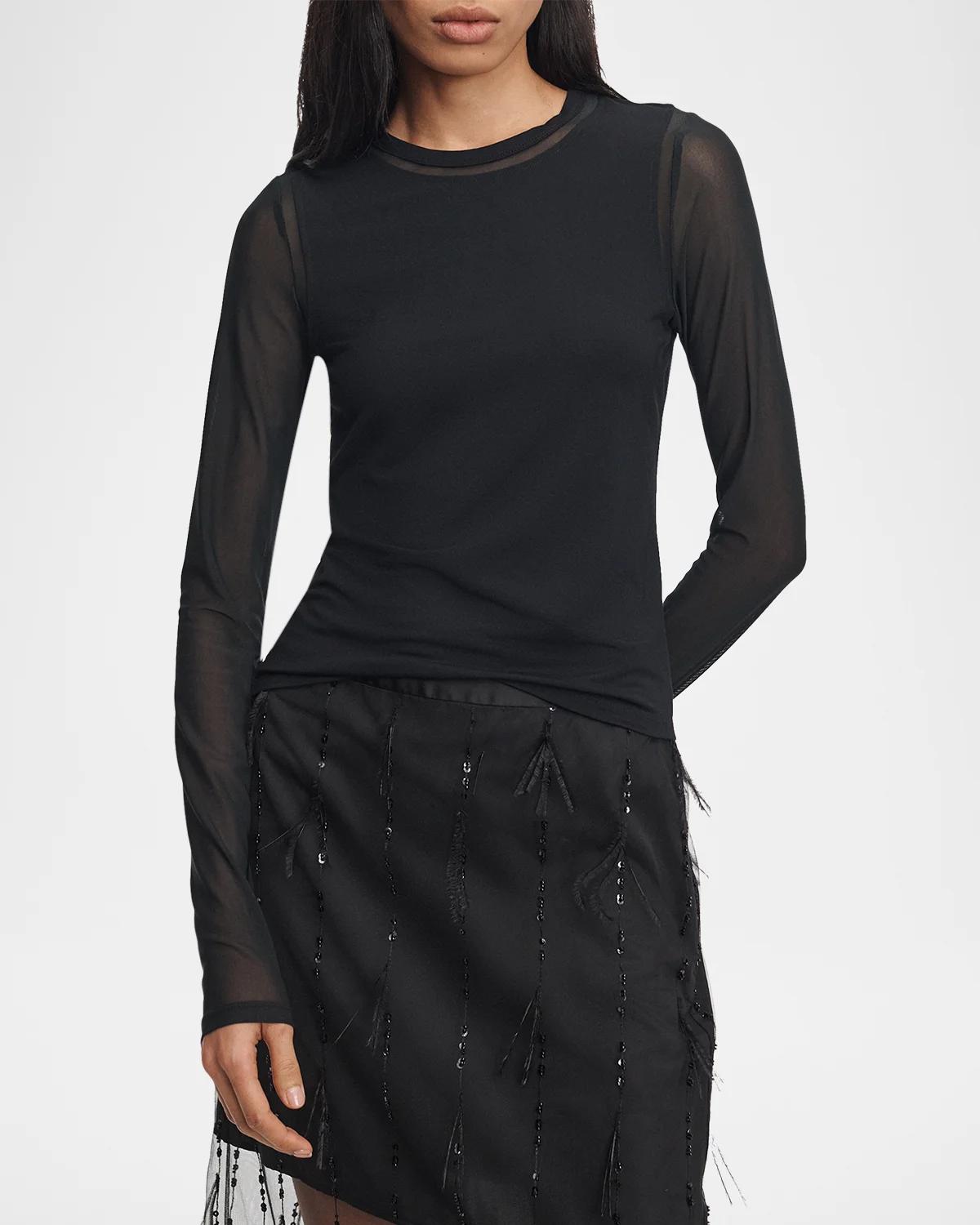 Luca Jersey-Mesh Top - thumbnail 4