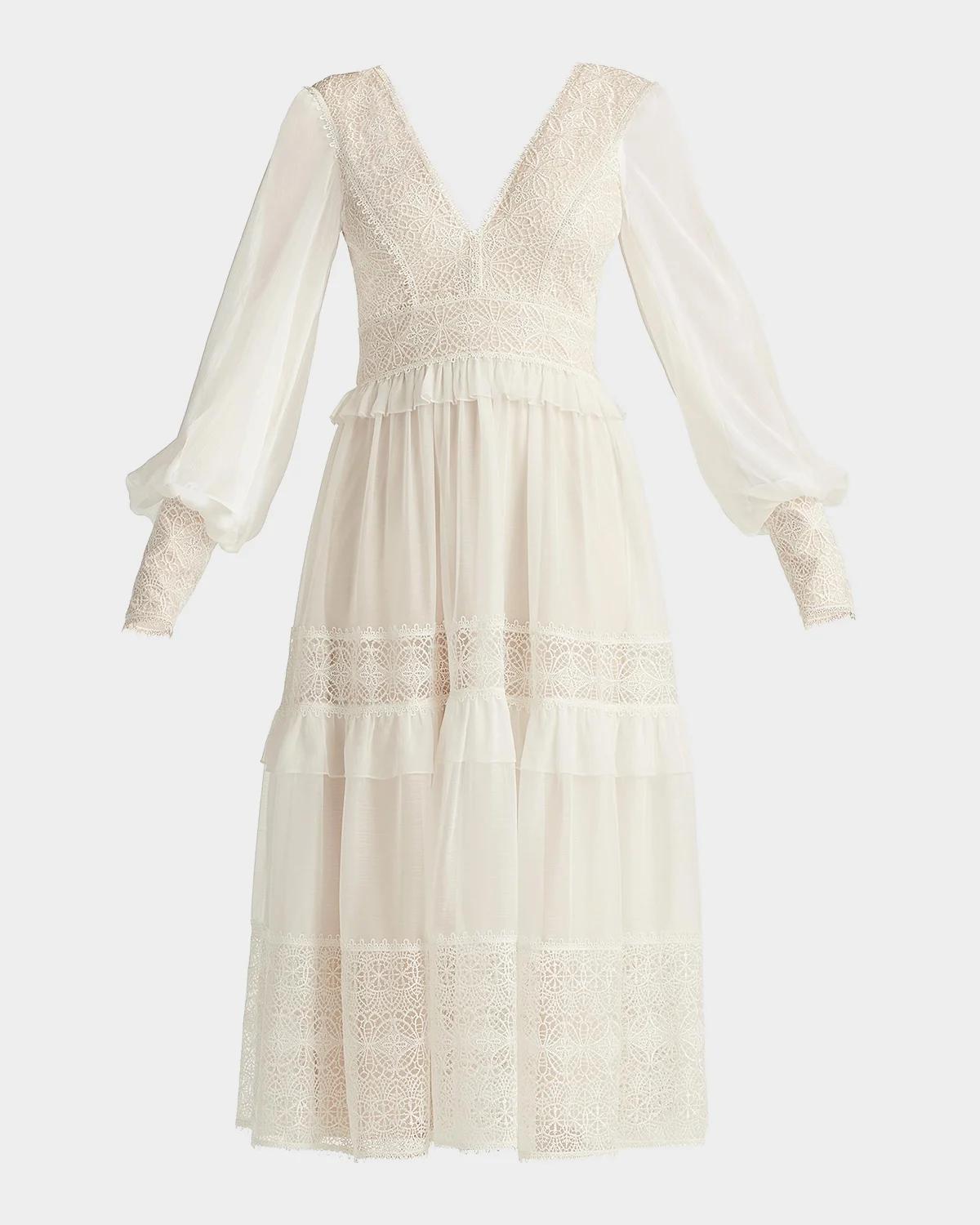 Loic Lace Panel Midi Dress