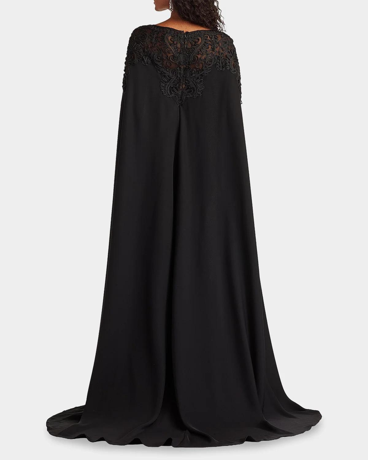 Massaro Embroidered Cape Gown - thumbnail 3