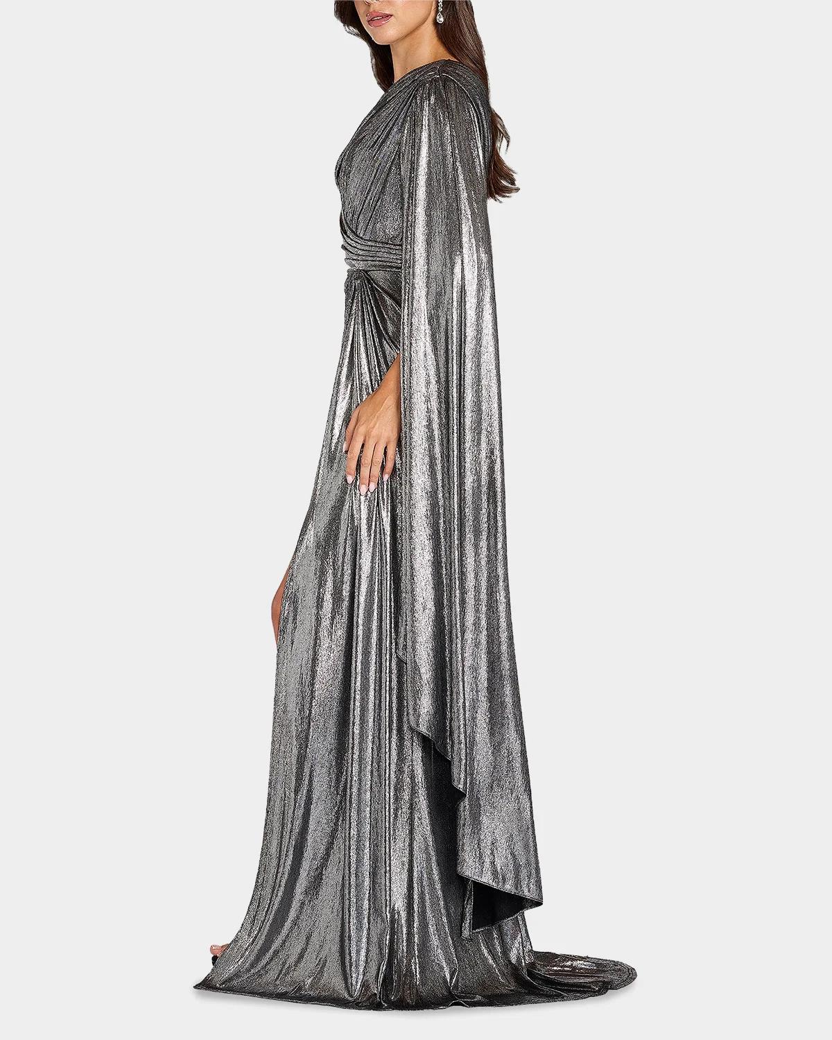 Zeka Metallic Cape Sleeve Gown - thumbnail 4