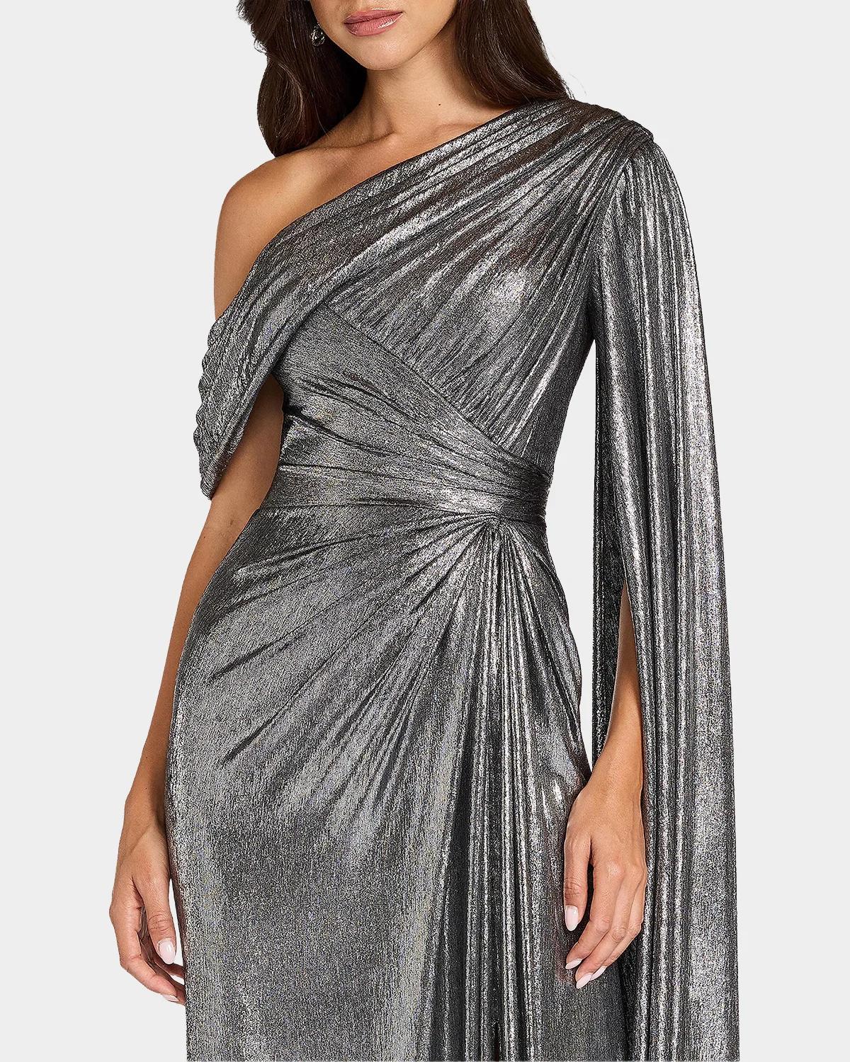 Zeka Metallic Cape Sleeve Gown - thumbnail 6