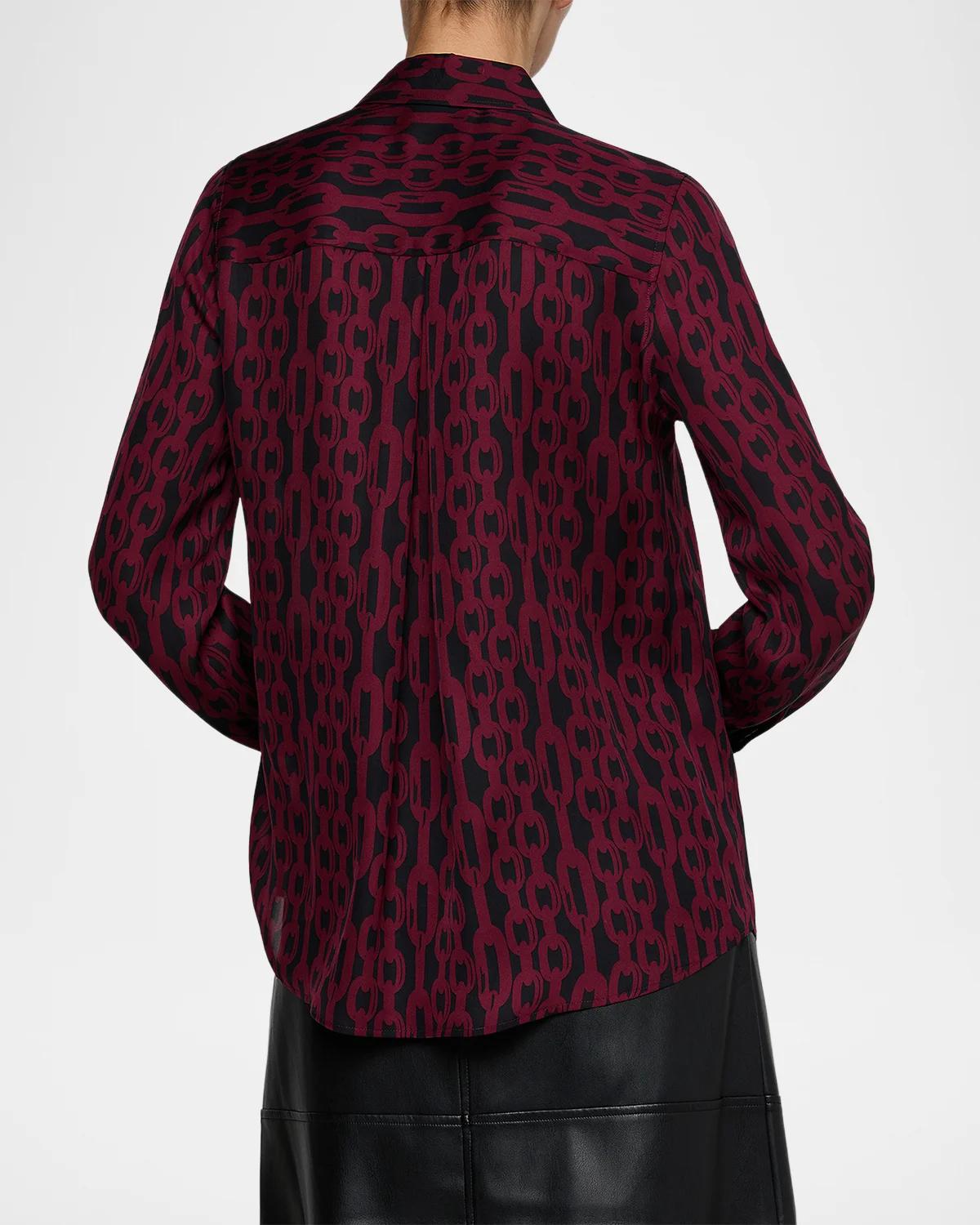 Nina Chain-Link-Print Silk Shirt - thumbnail 3