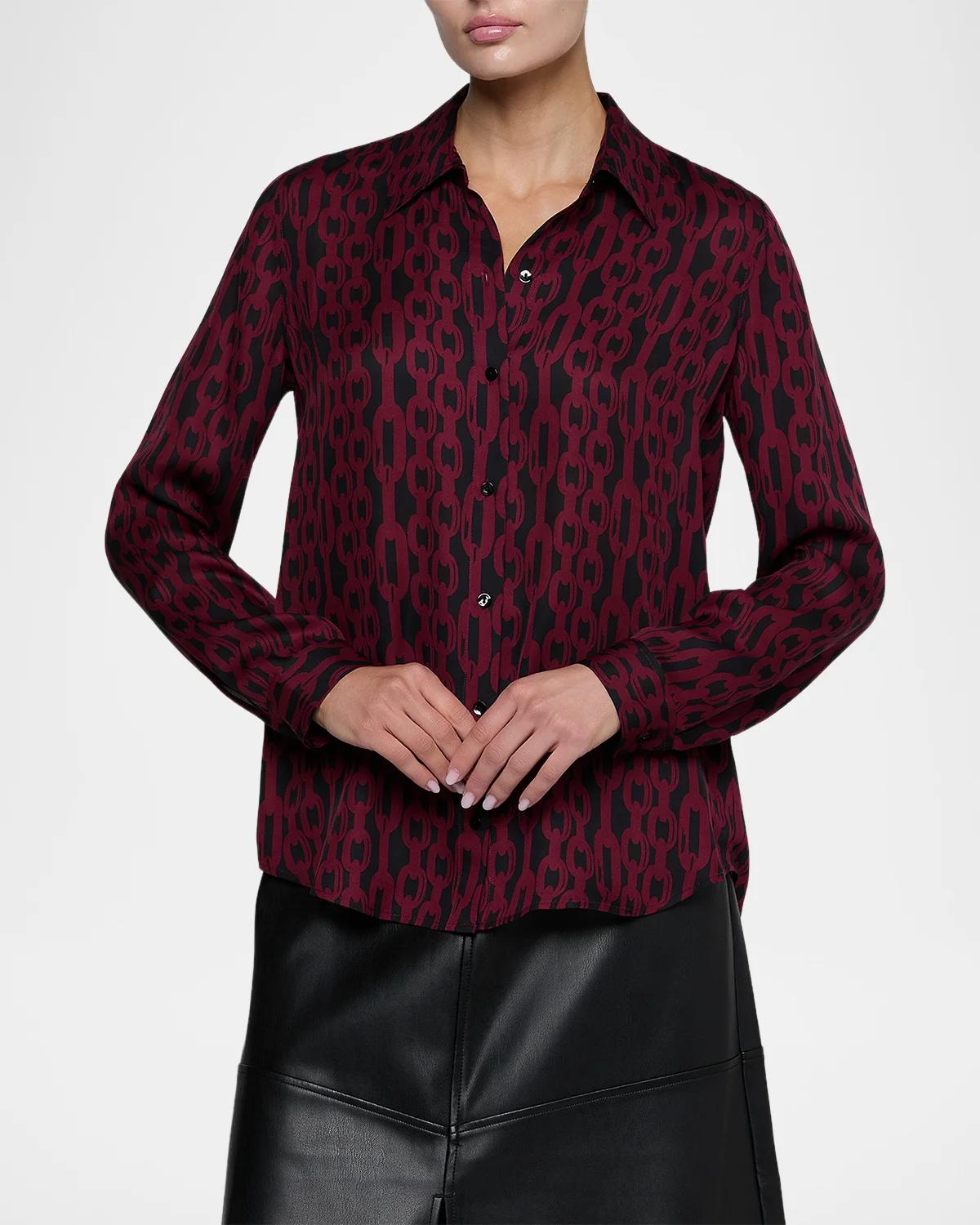 Nina Chain-Link-Print Silk Shirt - thumbnail 4