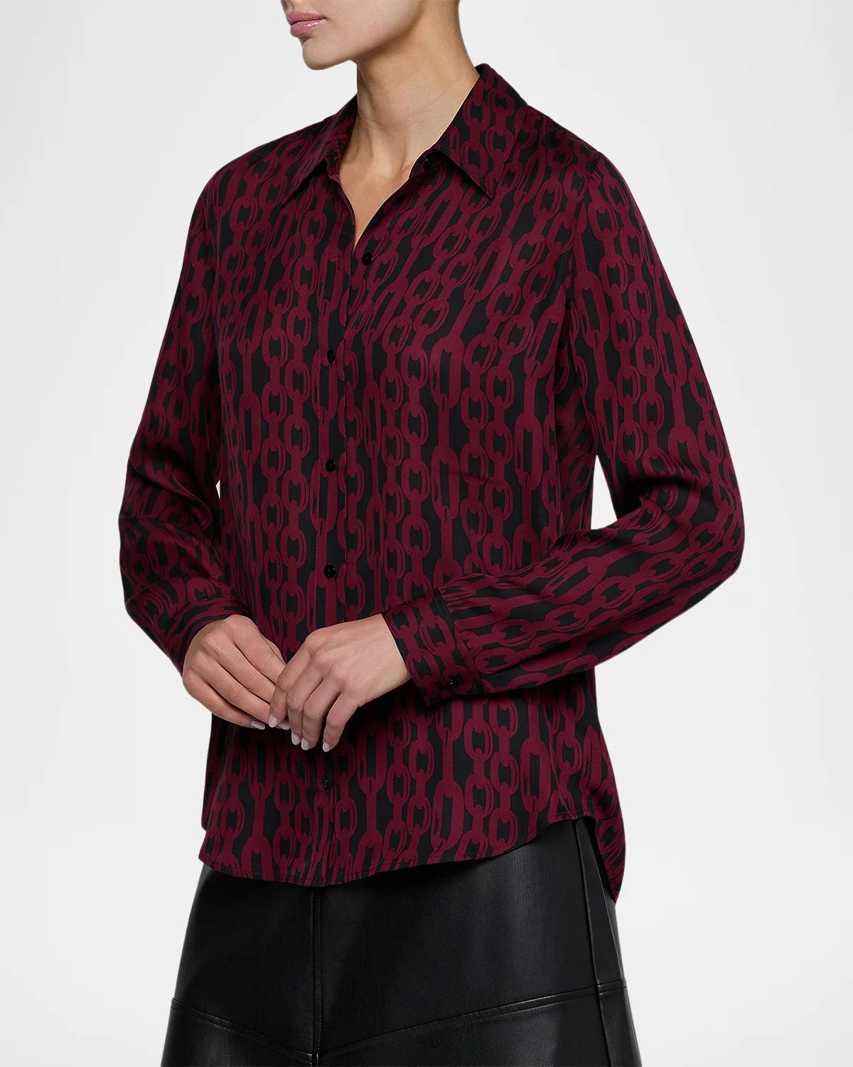 Nina Chain-Link-Print Silk Shirt - thumbnail 5