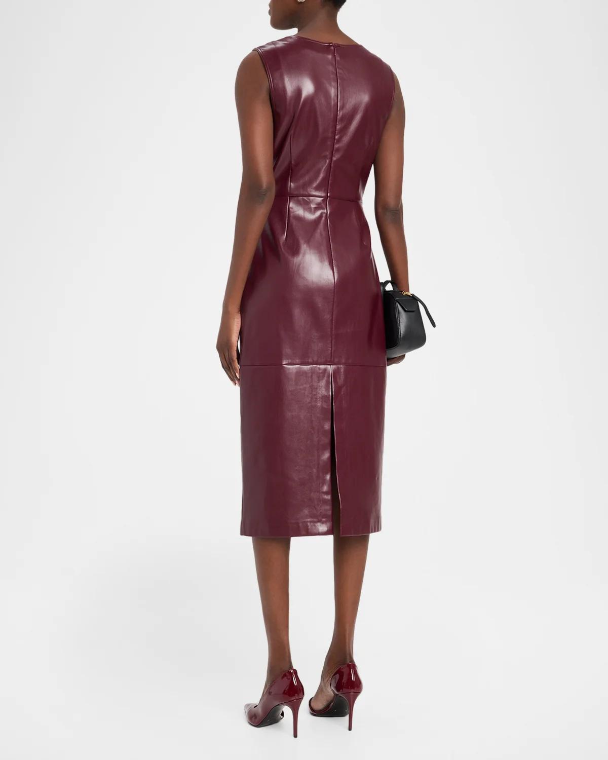 Nat Twist-Front Vegan Leather Midi Dress - thumbnail 3