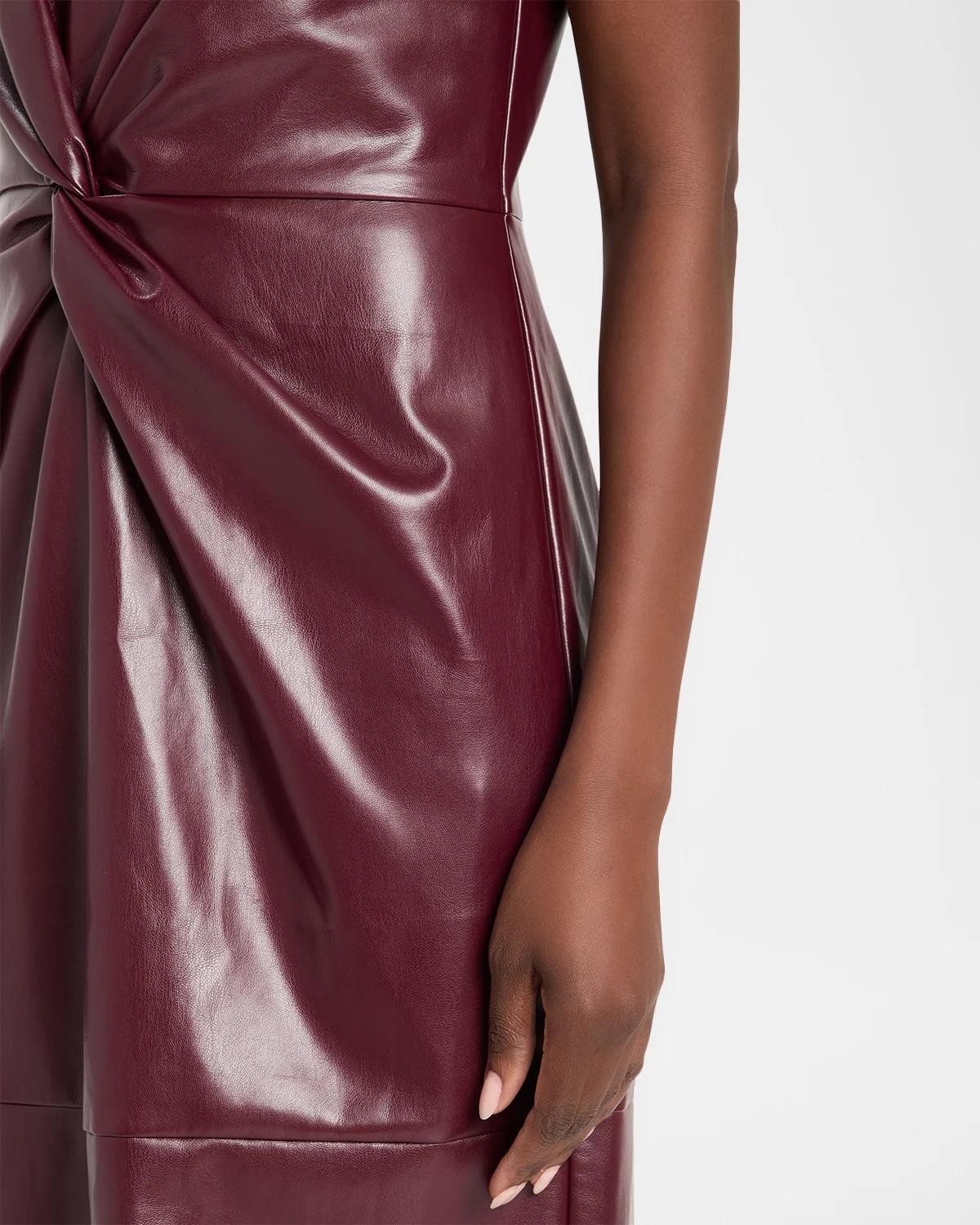 Nat Twist-Front Vegan Leather Midi Dress - thumbnail 5