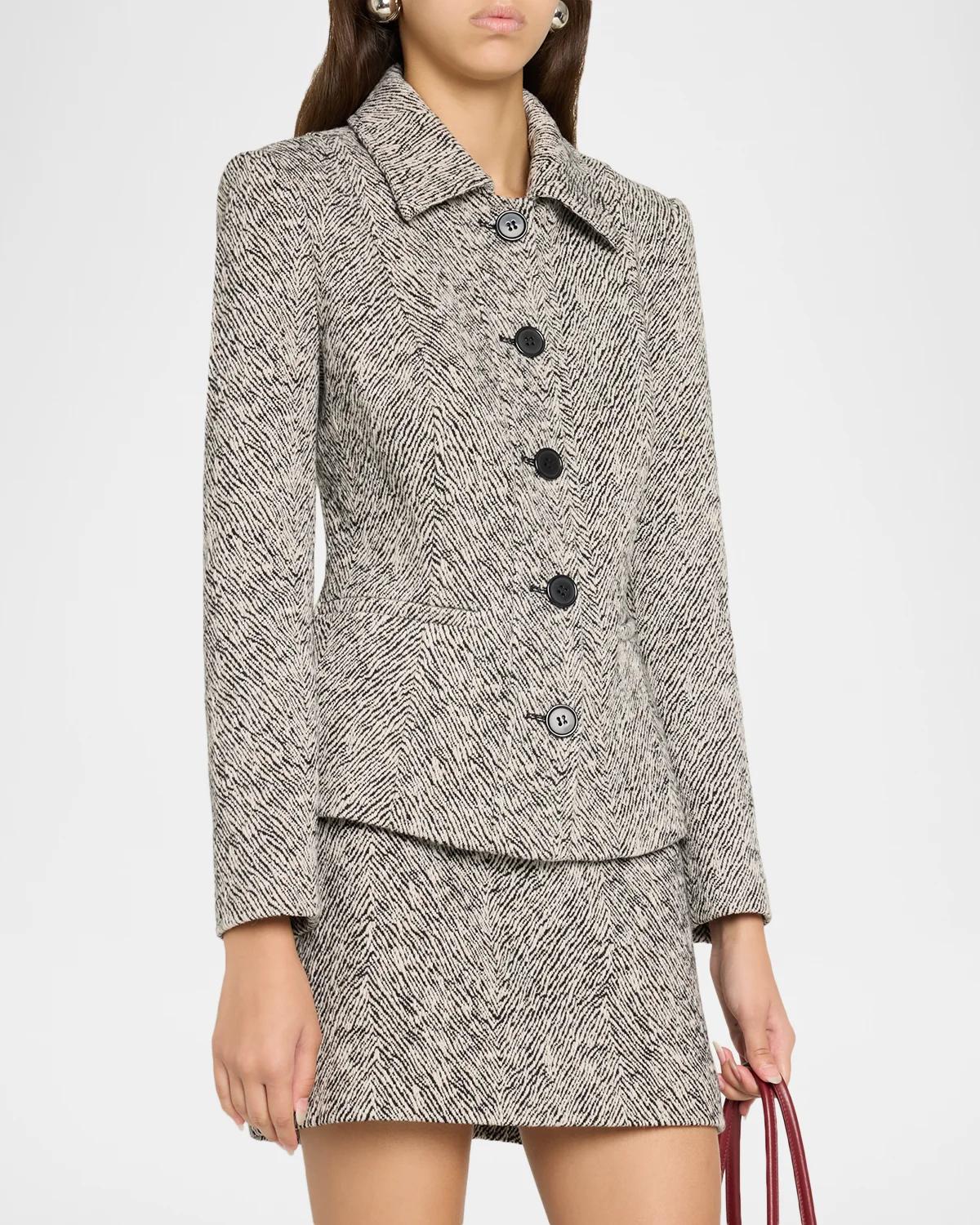 Esme Herringbone Structured Jacket - thumbnail 4