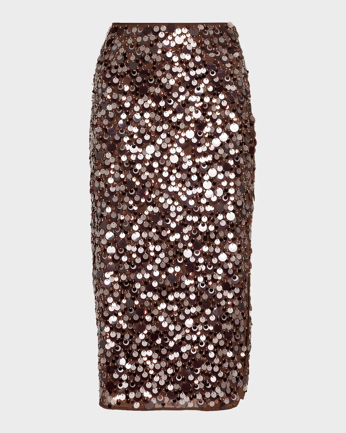 Roxanne Paillette Midi Pencil Skirt