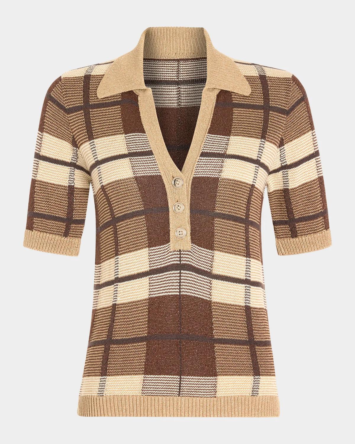 Melanie Plaid Polo Sweater
