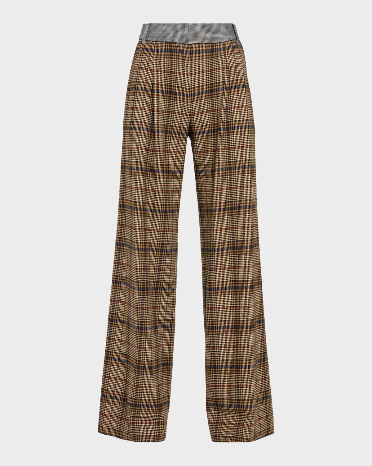 Leslie Plaid Wide-Leg Pants