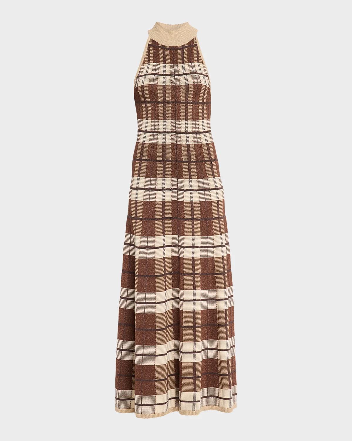 Louisa Sleeveless Plaid Knit Midi Dress