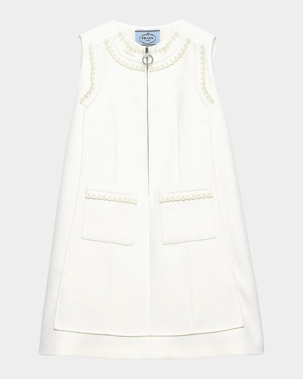 Embroidered Natté Fabric Mini Dress