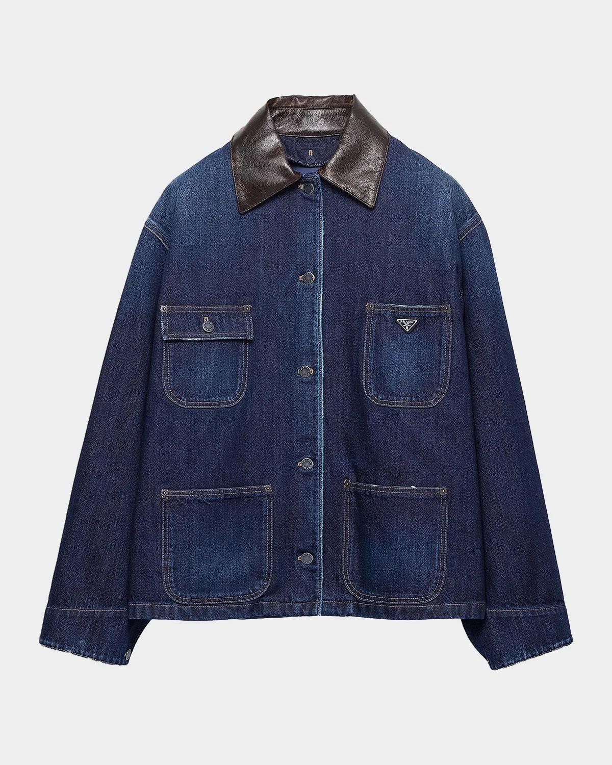 Denim Button-Front Trucker Jacket