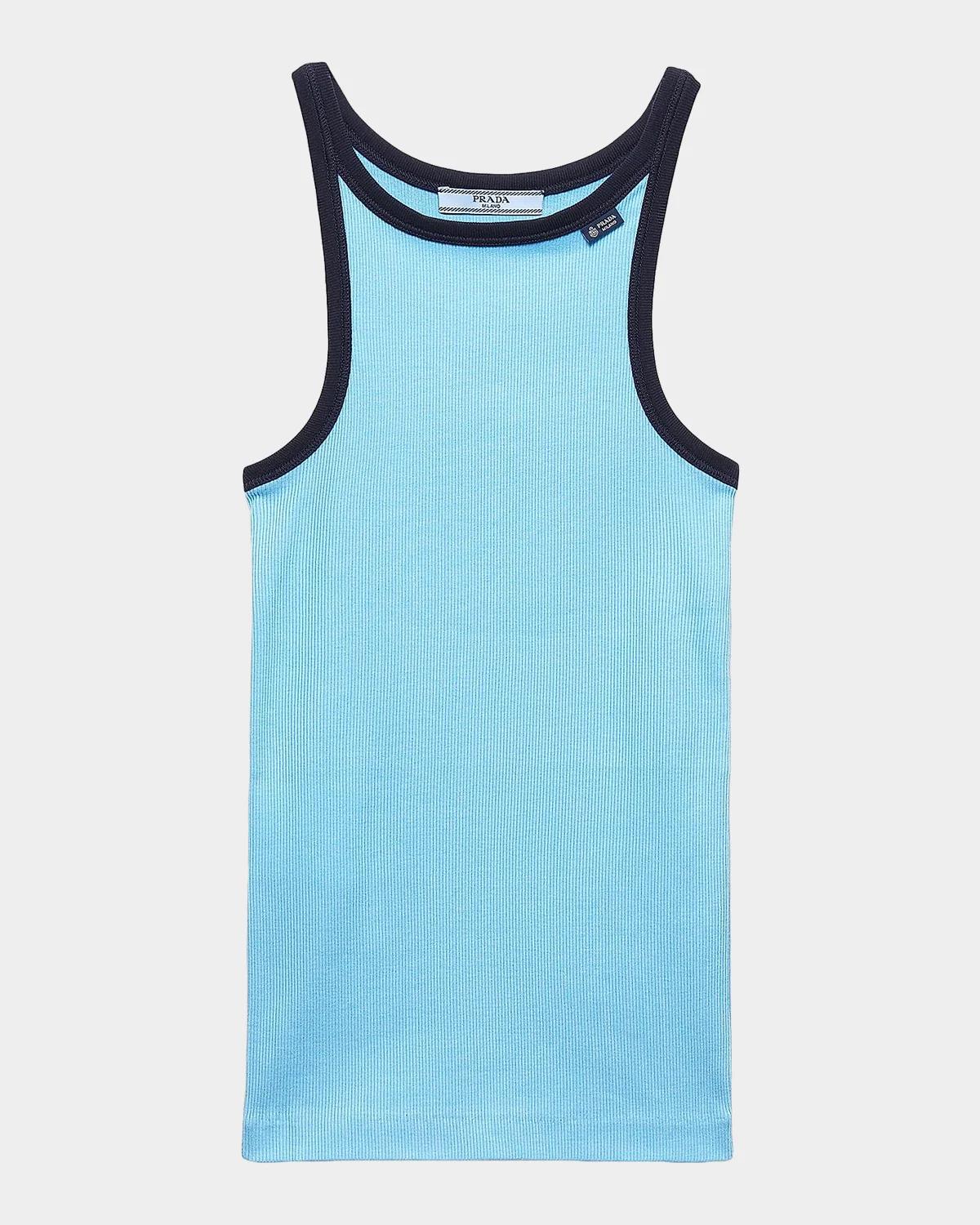 Colorblocked Cotton Ribbed Tank Top