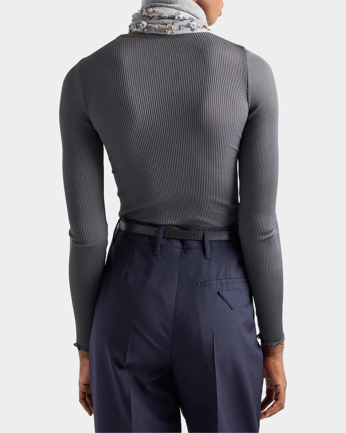 Silk Ribbed Long-Sleeve Top - thumbnail 3