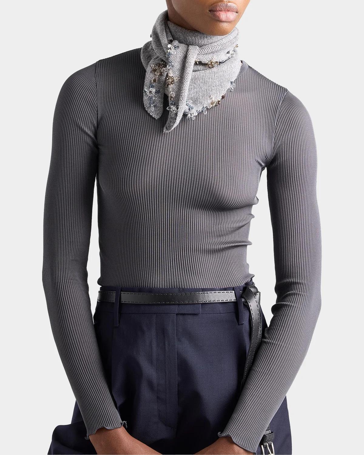 Silk Ribbed Long-Sleeve Top - thumbnail 4