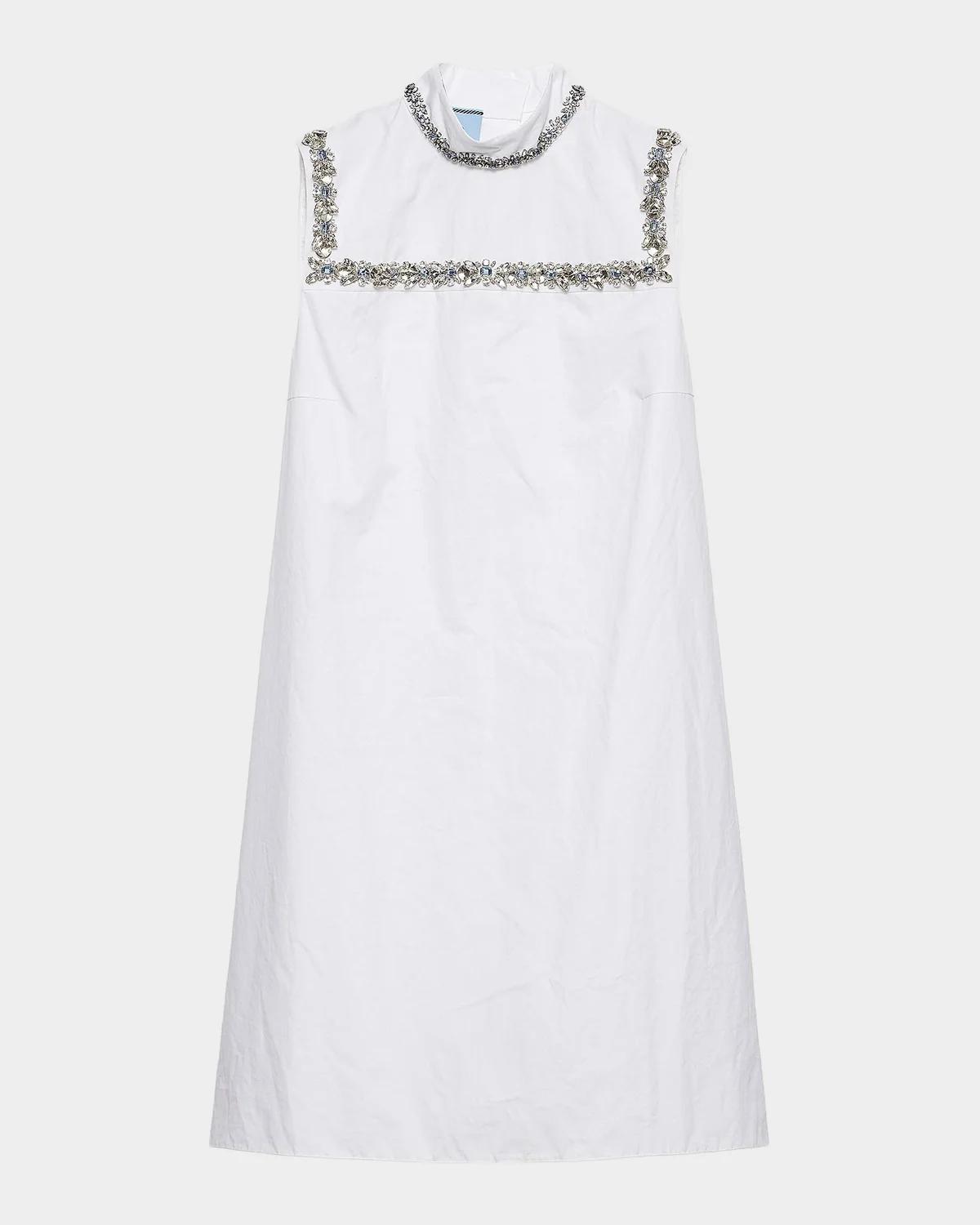 Embellished Cotton Mini Dress