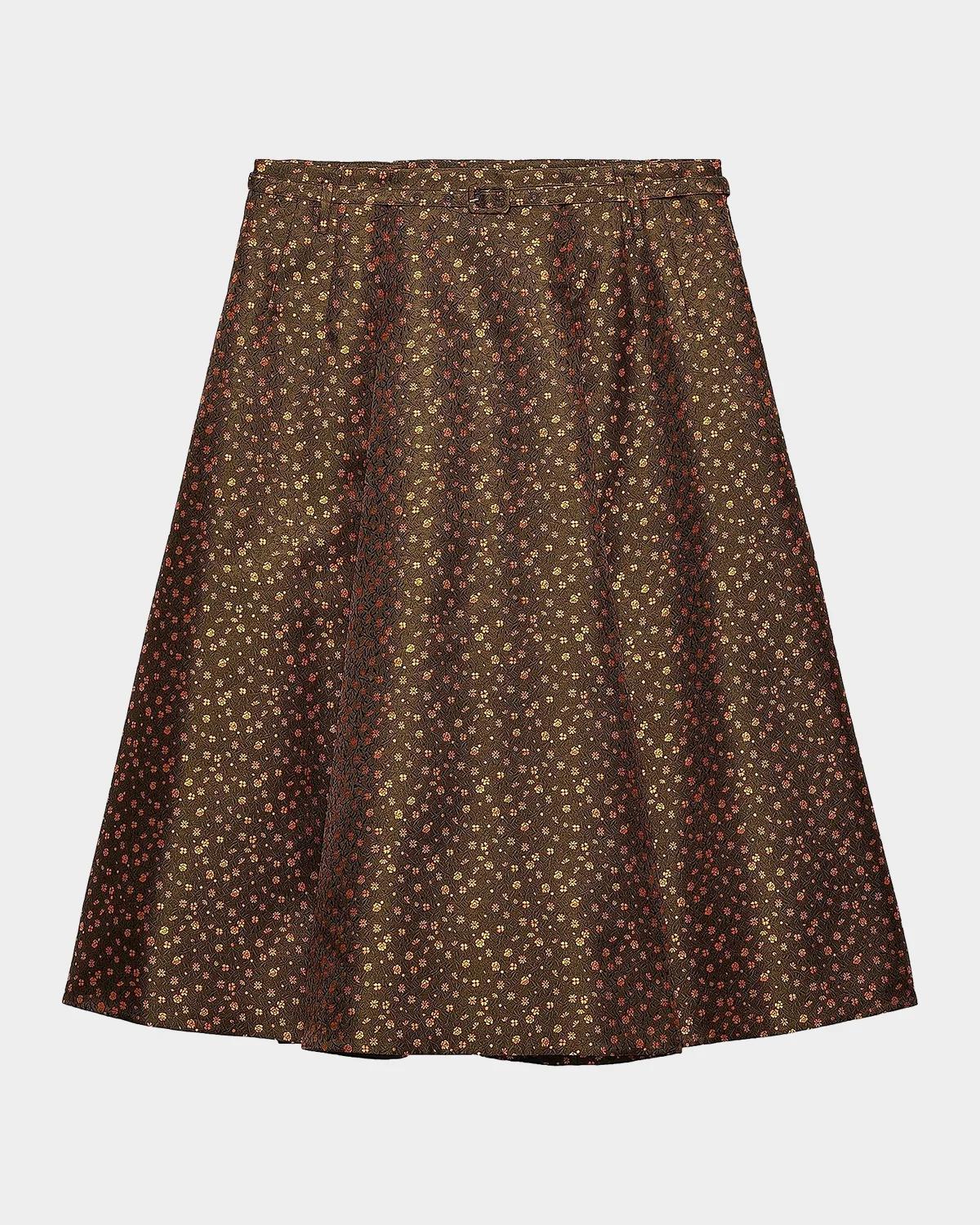 Jacquard Satin Midi Skirt
