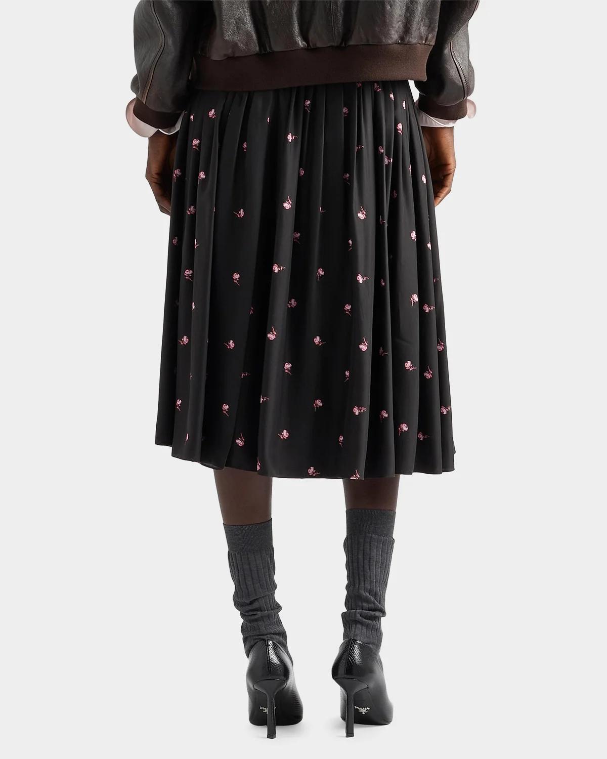 Floral Silk-Blend A-Line Midi Skirt - thumbnail 2