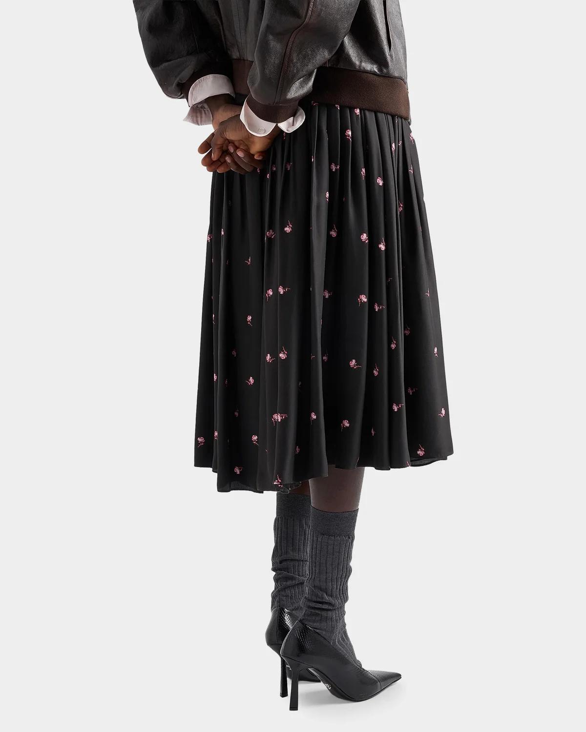 Floral Silk-Blend A-Line Midi Skirt - thumbnail 4