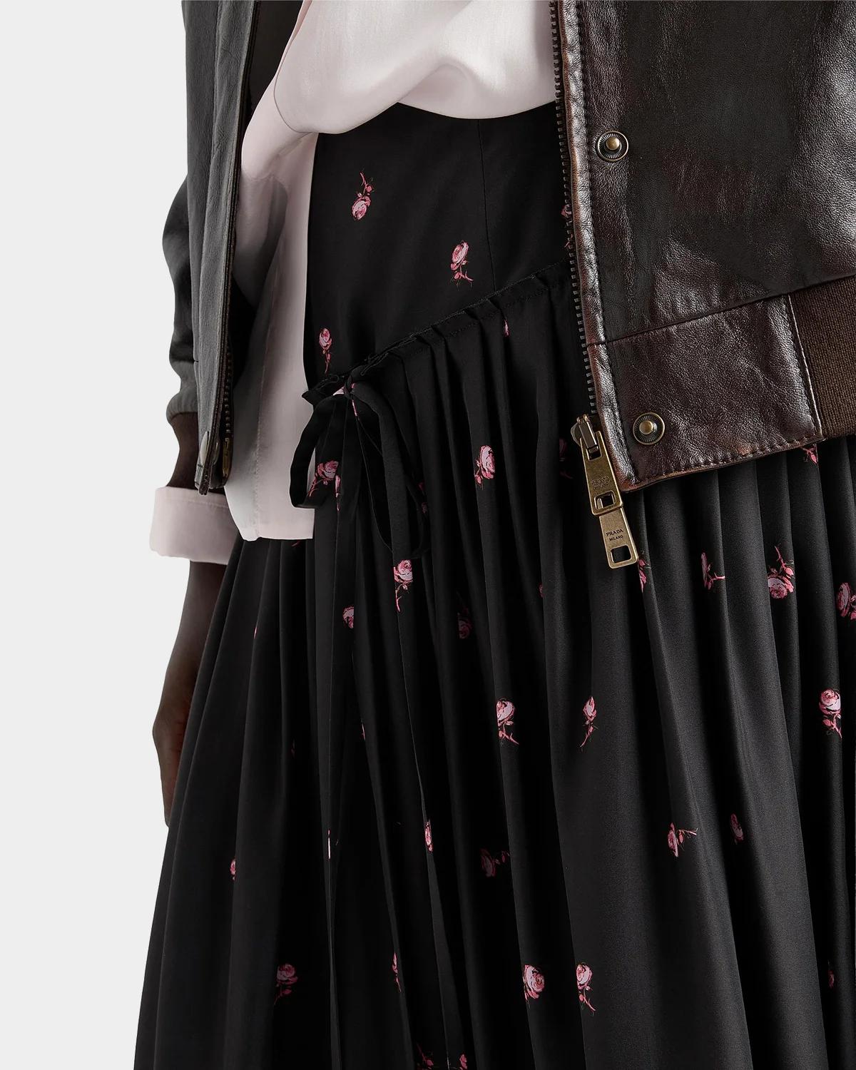 Floral Silk-Blend A-Line Midi Skirt - thumbnail 5