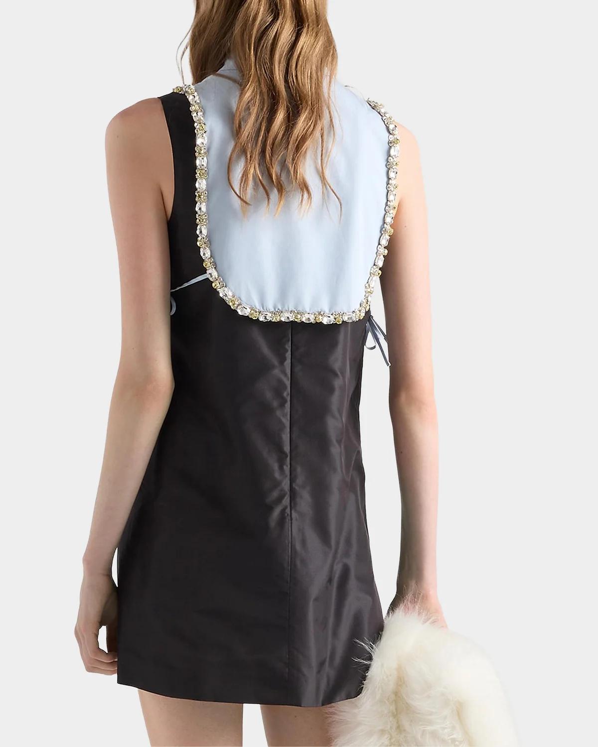 Mixed-Media Embellished Silk Mini Dress - thumbnail 3