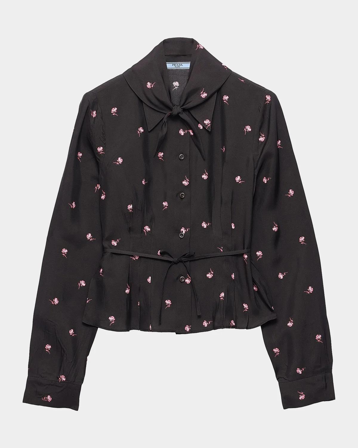 Printed Silk-Blend Slim Fit Shirt