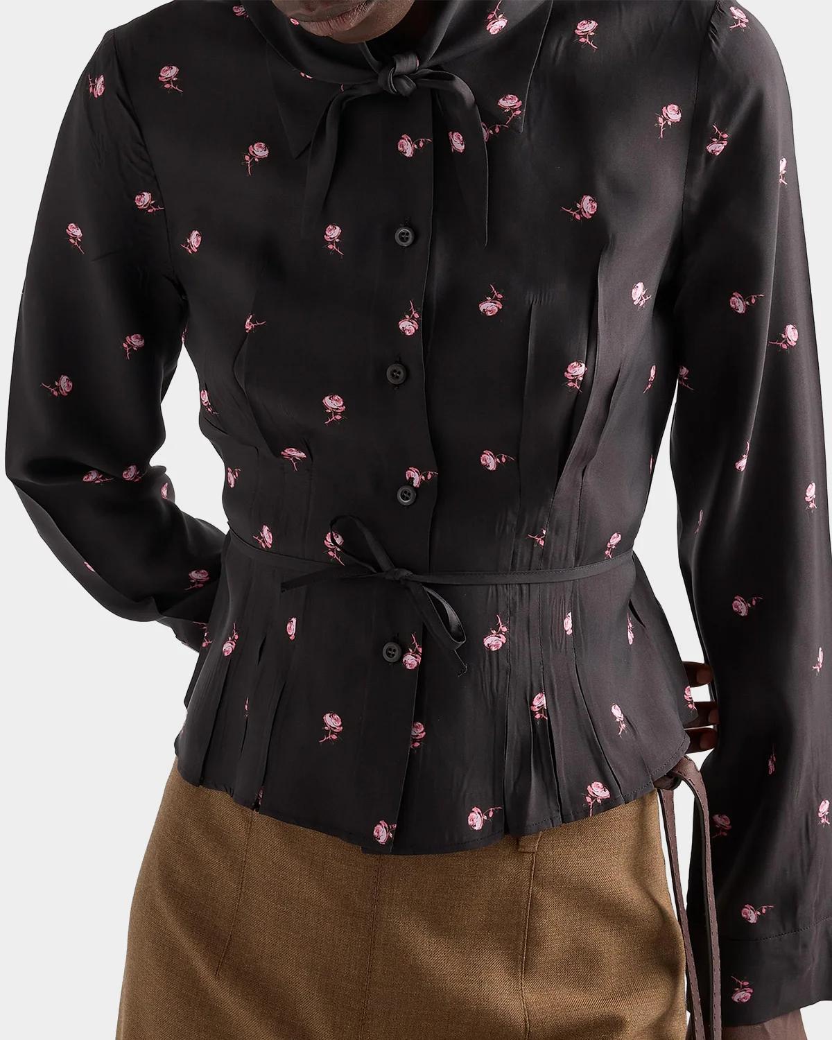 Printed Silk-Blend Slim Fit Shirt - thumbnail 7