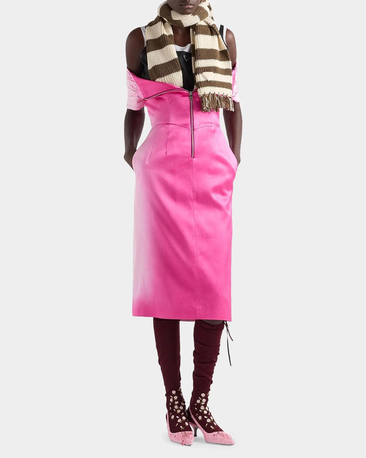 Washed Duchesse Satin Midi Dress - thumbnail 3
