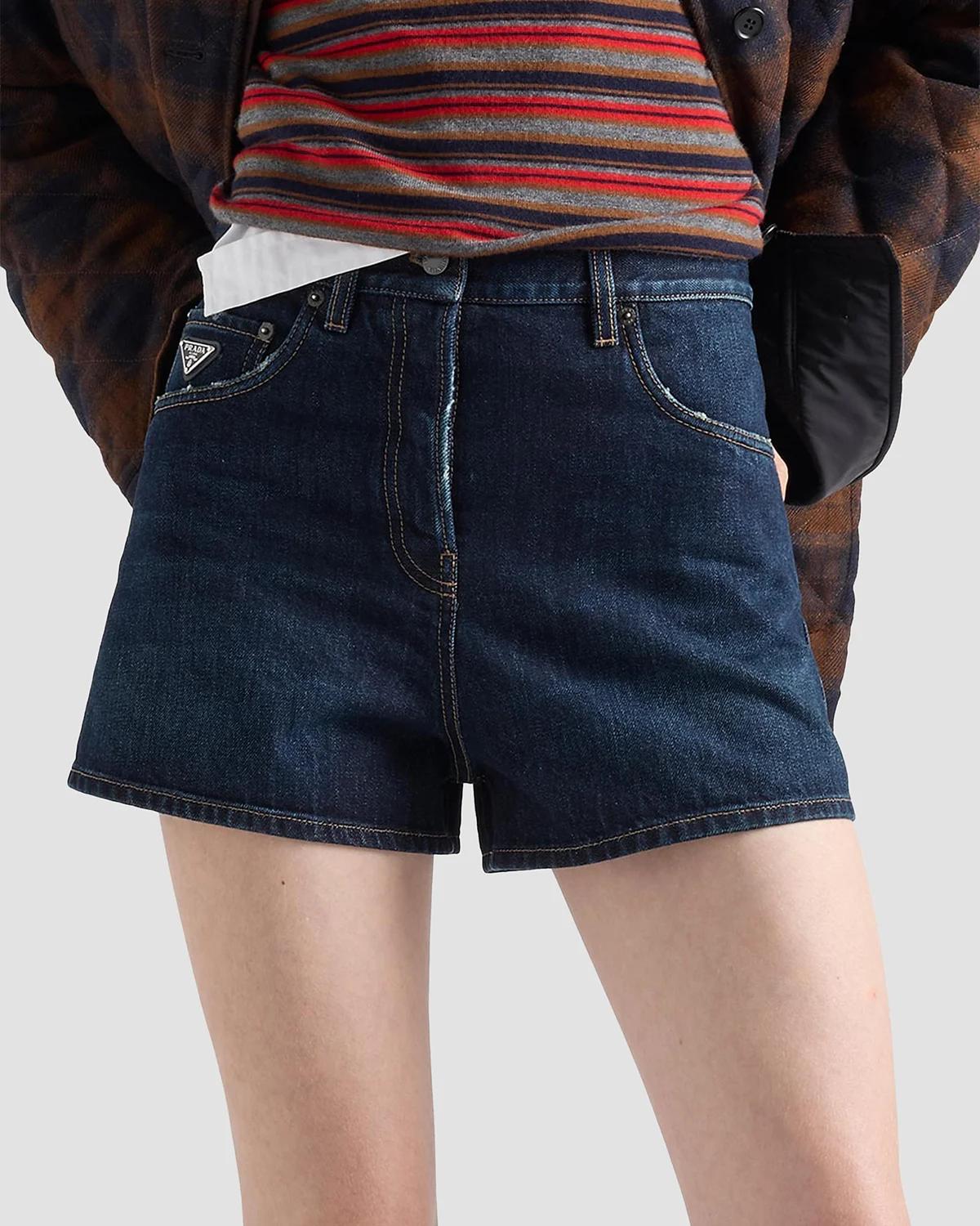 Denim Whiskered Shorts - thumbnail 4