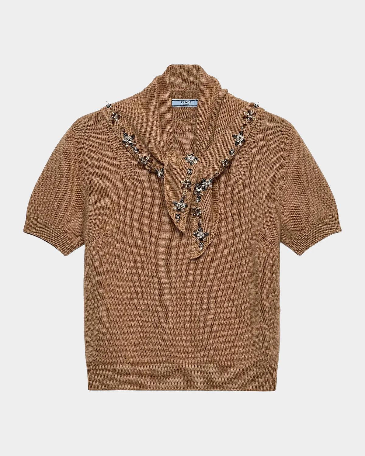 Short-Sleeve Cashmere Sweater