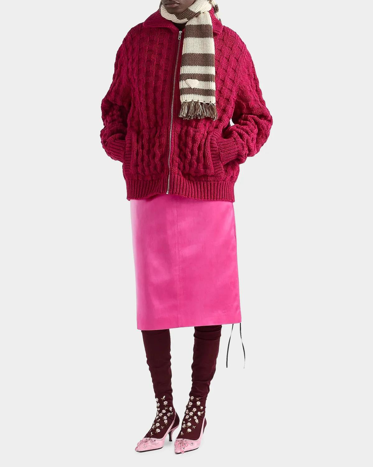 Textured Wool Zip Front Cardigan - thumbnail 2