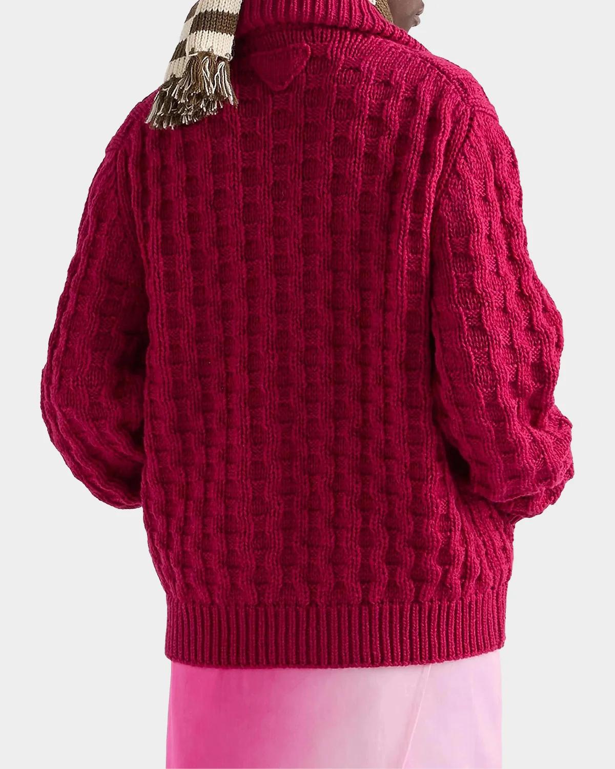 Textured Wool Zip Front Cardigan - thumbnail 3