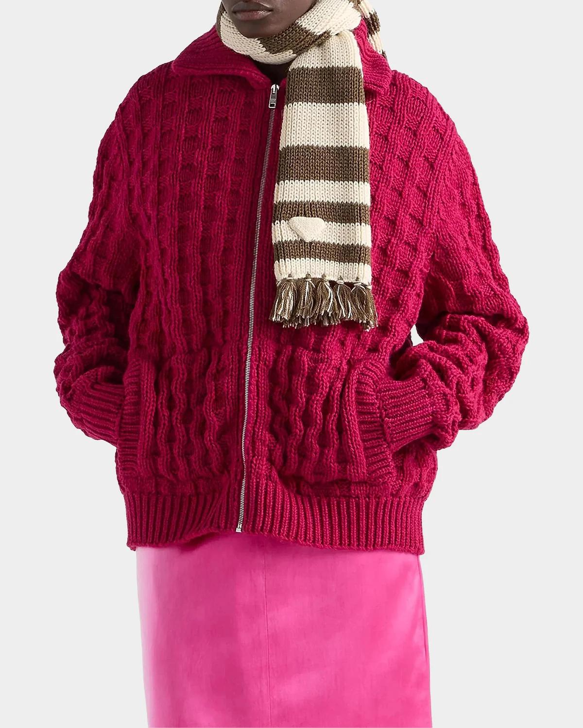 Textured Wool Zip Front Cardigan - thumbnail 4