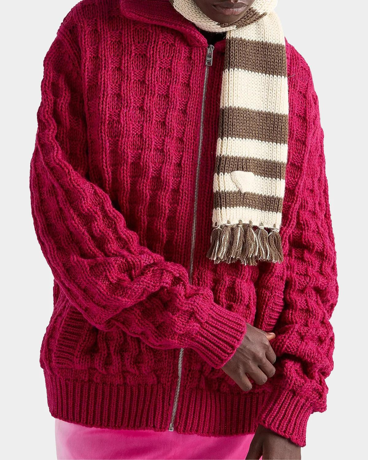 Textured Wool Zip Front Cardigan - thumbnail 5