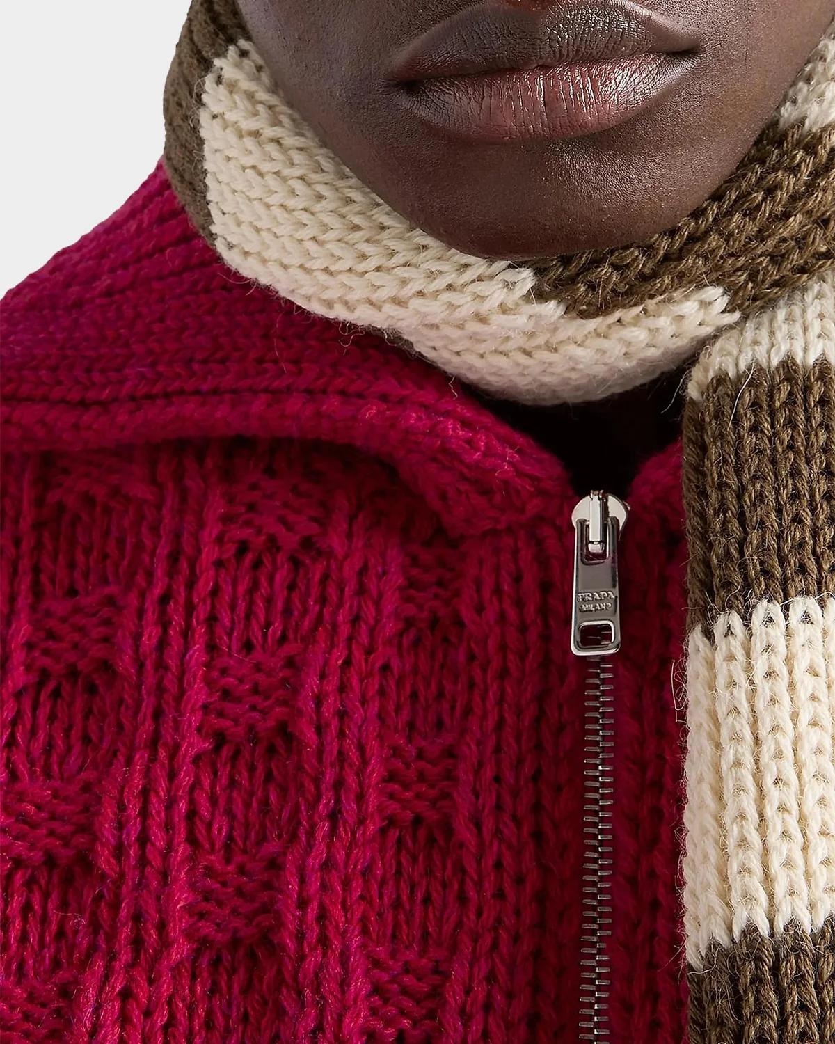 Textured Wool Zip Front Cardigan - thumbnail 6