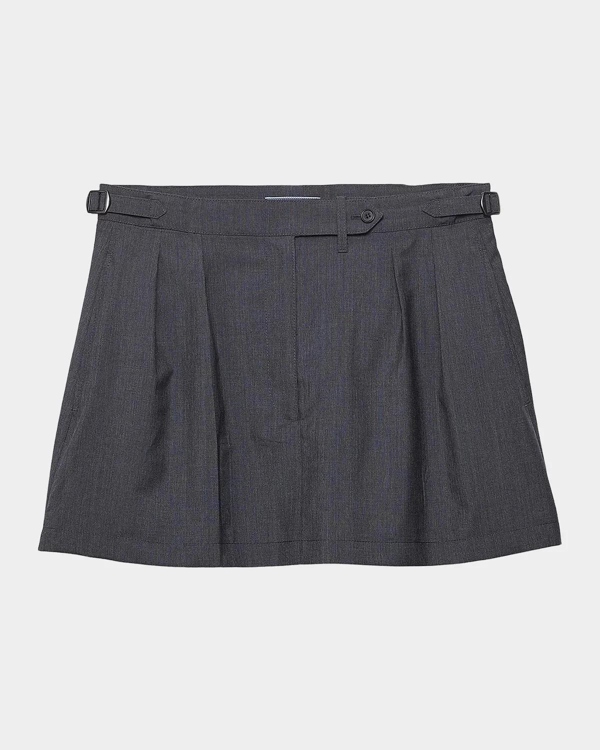 Pleated Wool-Blend Mini Skirt