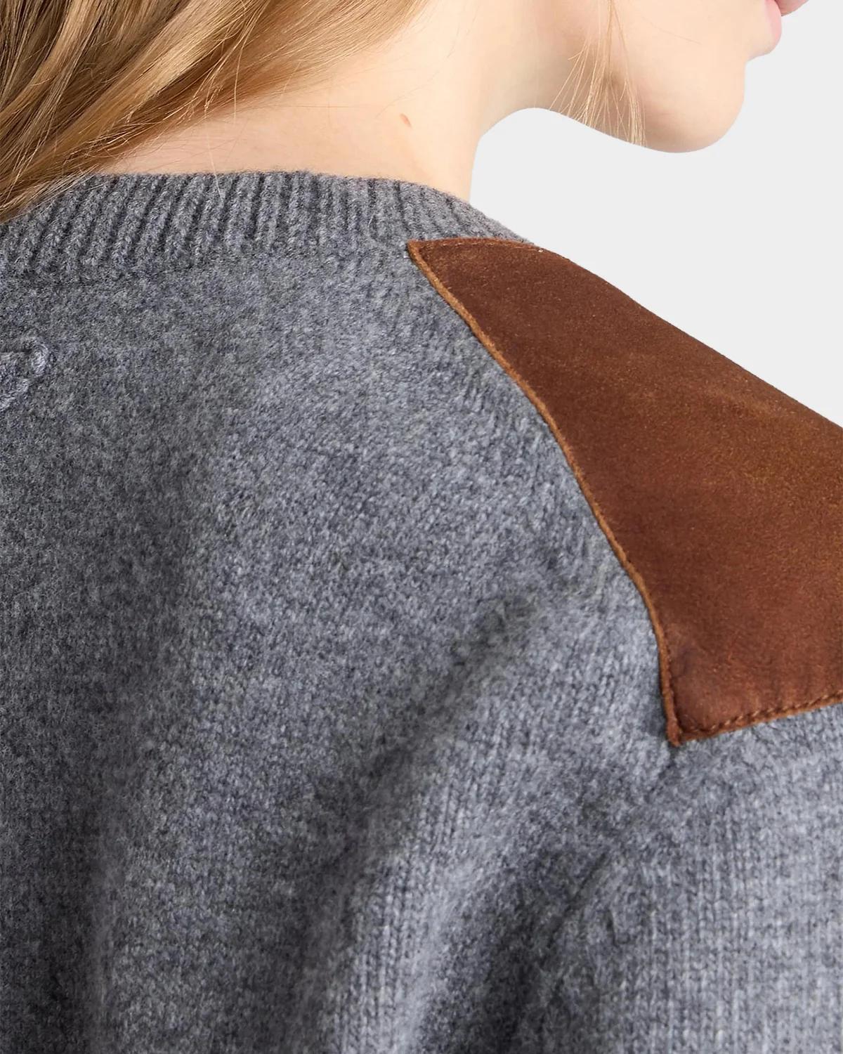 Mixed-Media Wool-Suede Cardigan - thumbnail 6