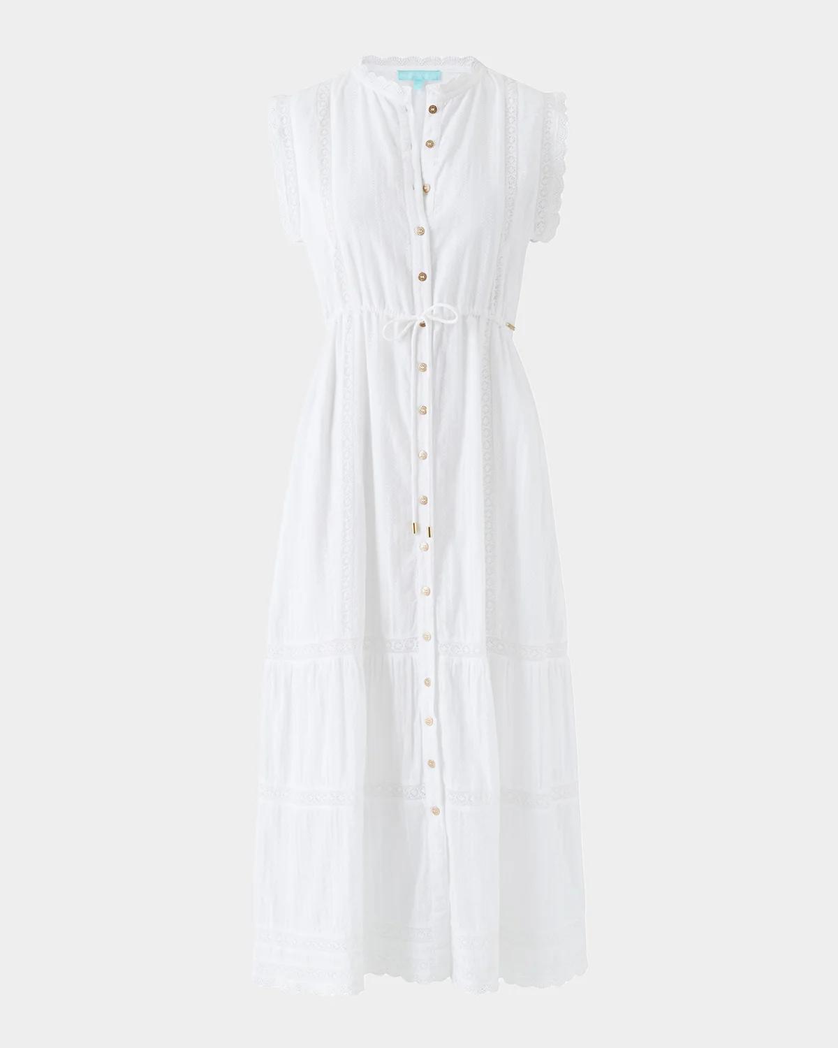 Melissa Odabash Raffie Lace-Trim Gauze Maxi Dress | Neiman Marcus