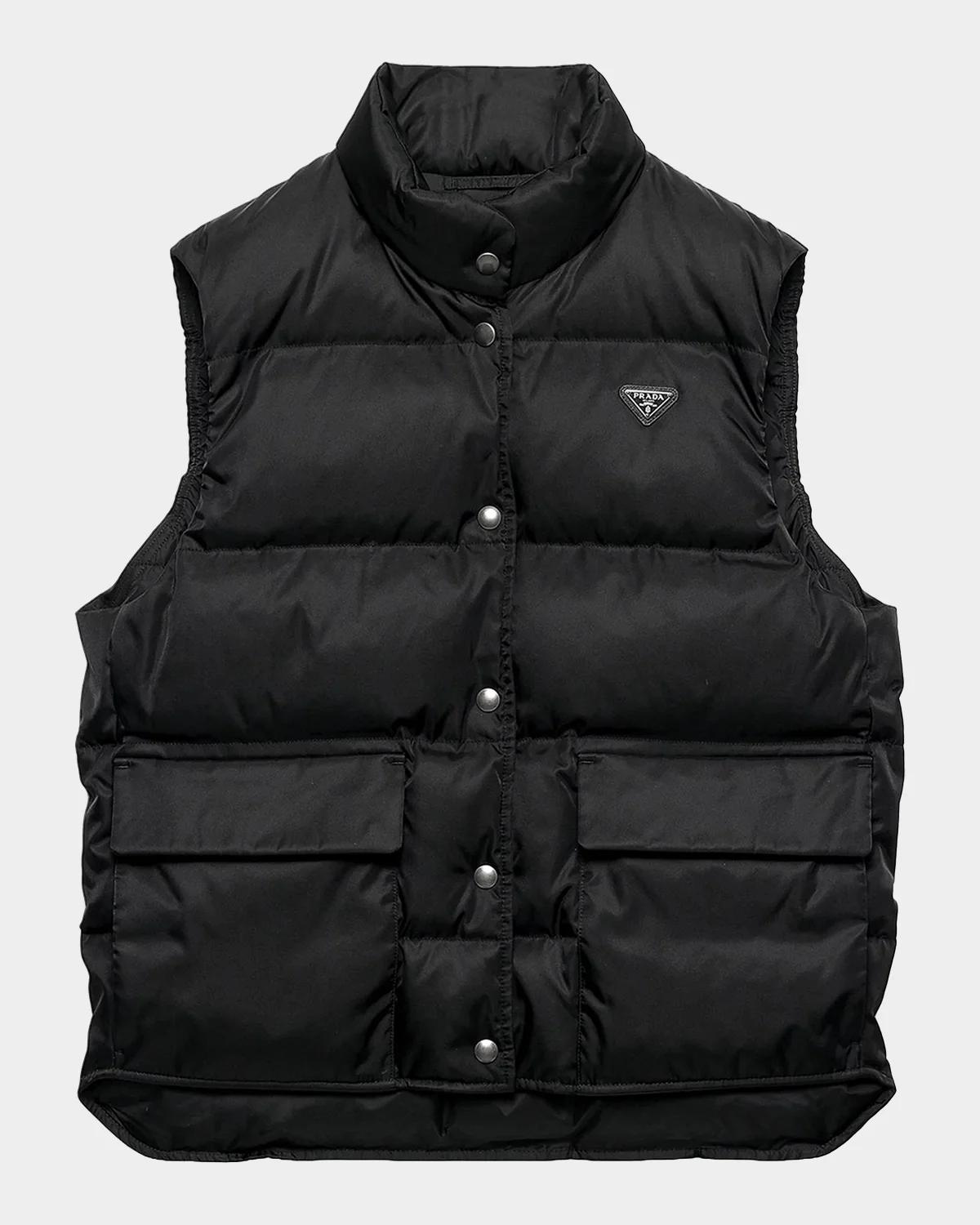 ジャケット・アウター PRADA triangle logo nylon down vest Prada Nylon Down Vest | Neiman Marcus