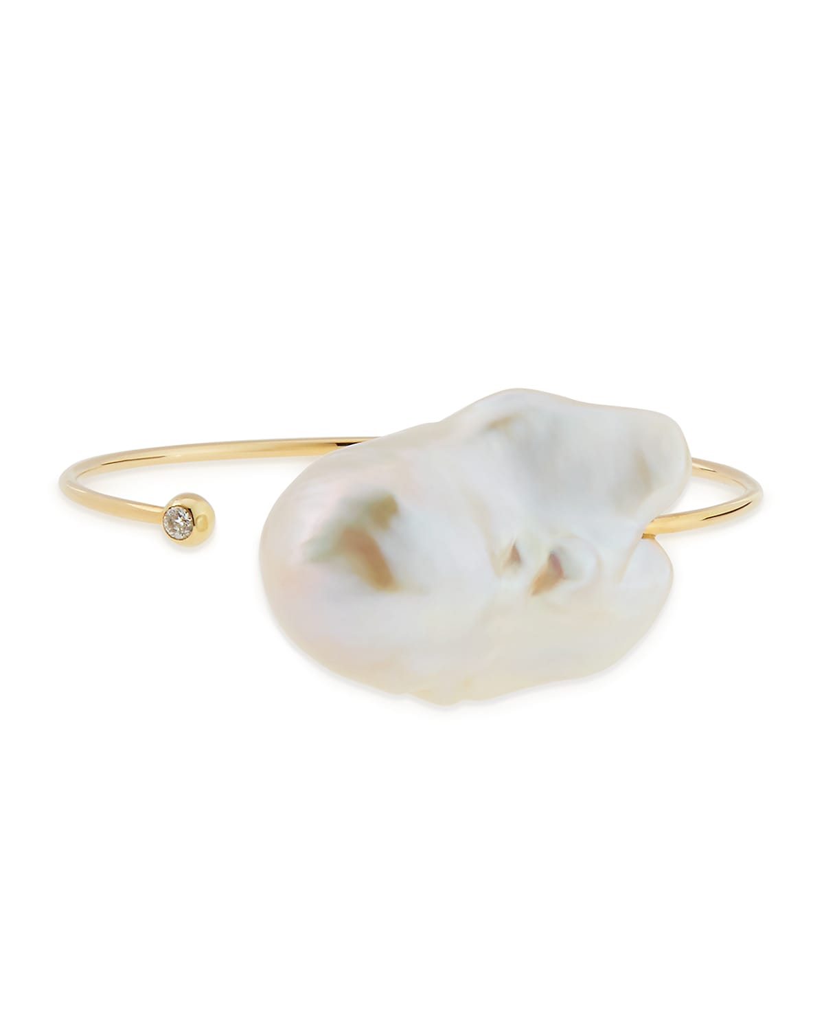 Mizuki 14k Yellow Gold & Pearl Cuff, Medium