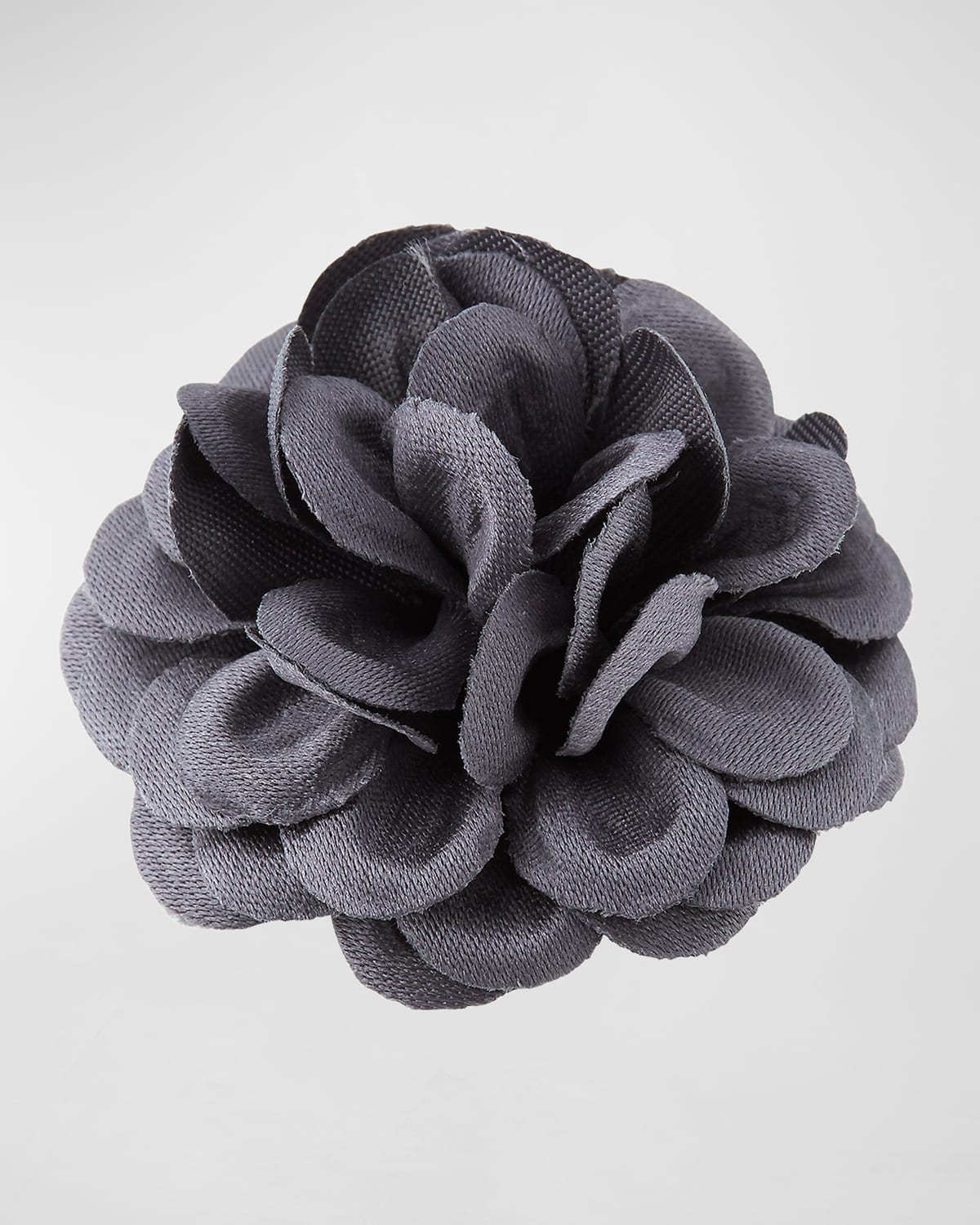 hook + Albert Satin Dahlia Flower Lapel Pin, Black | Neiman Marcus