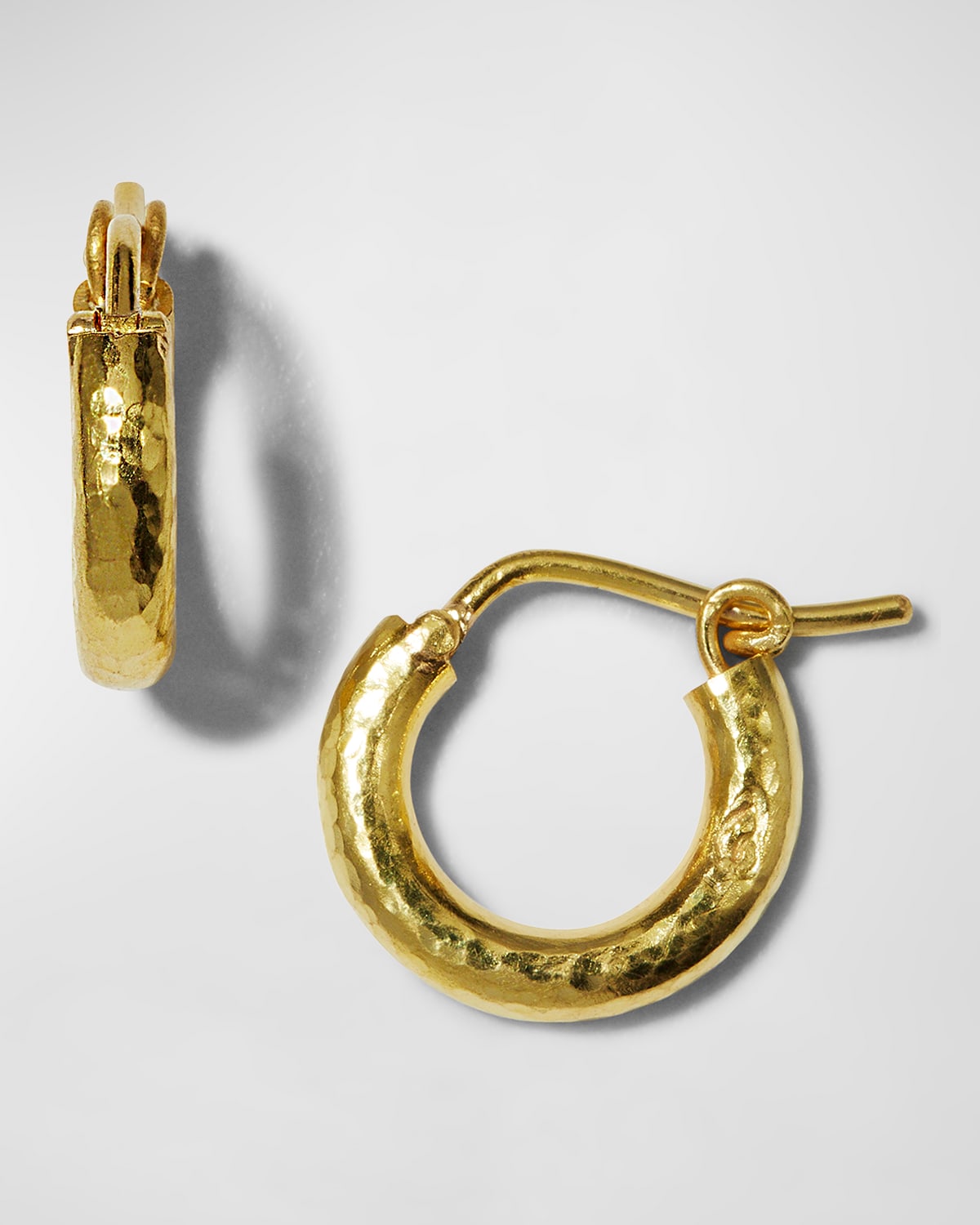 Elizabeth Locke Giant Hammered 19k Gold Hoop Earrings Neiman Marcus 0281