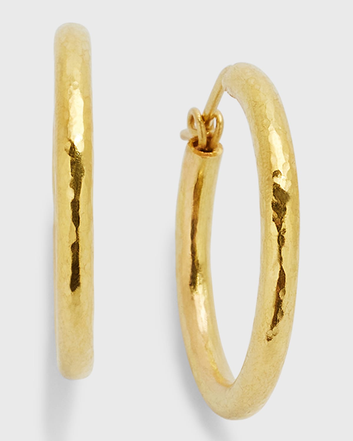Elizabeth Locke Baby Hammered 19k Gold Hoop Earrings, 14mm Neiman Marcus