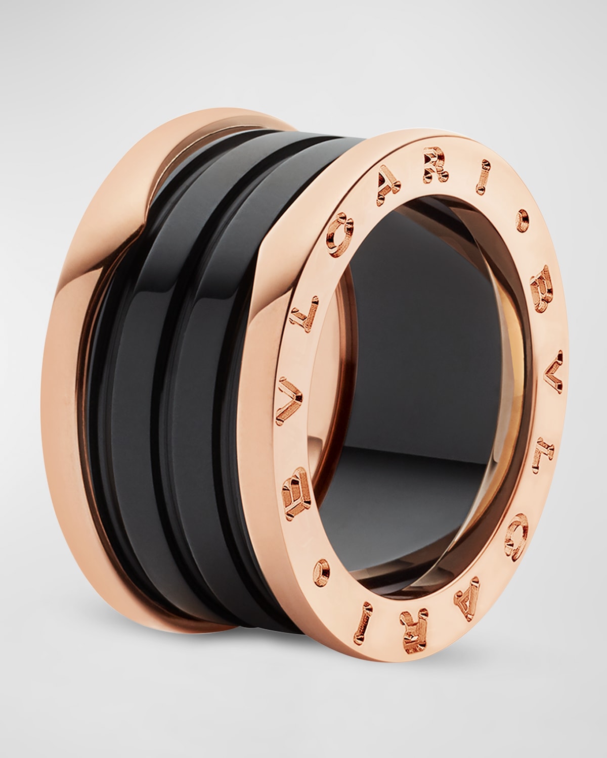 BVLGARI  Pink Gold Black Ceramic Ring, EU 54 / US  | Neiman  Marcus