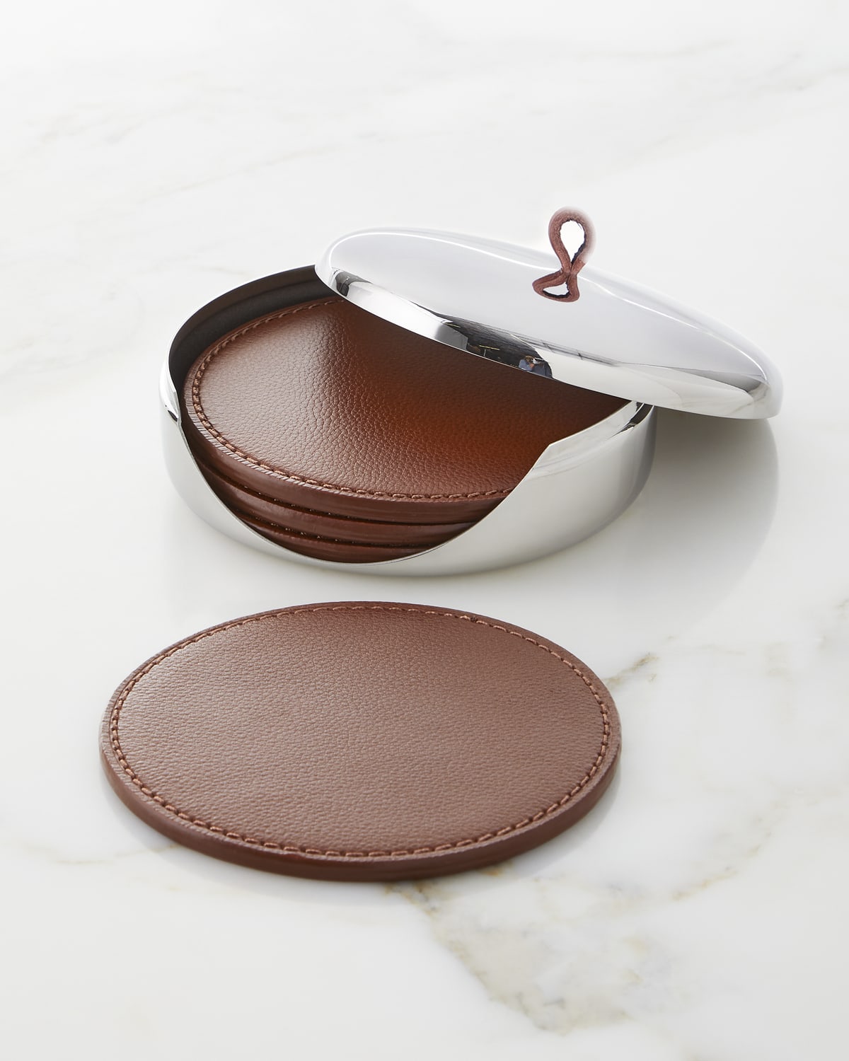 AERIN Colette CrocEmbossed Leather Coasters, Set of 4 Neiman Marcus