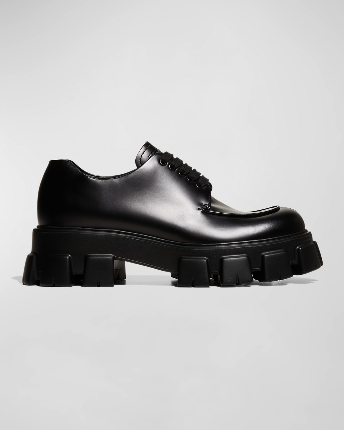 Prada Men's Monolith Lug-Sole Brushed Leather Loafers | Neiman Marcus