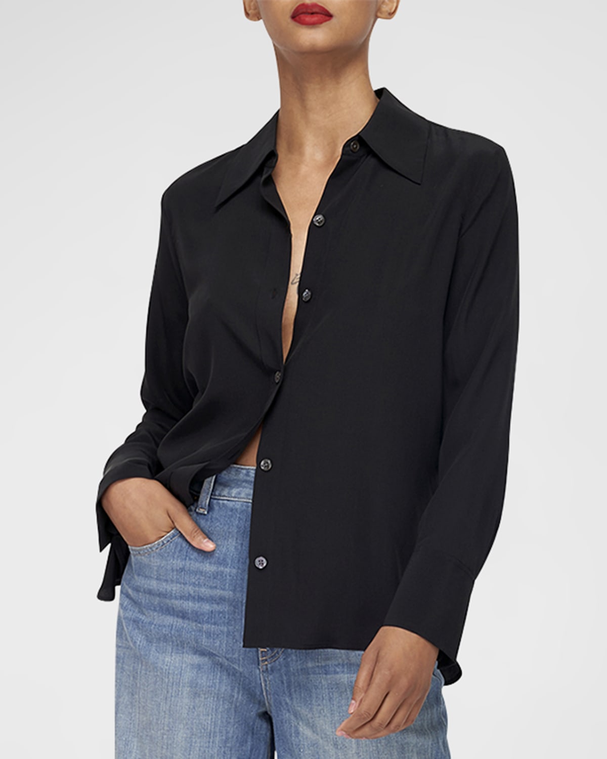 Equipment Essential Long-Sleeve Silk Shirtdress | Neiman Marcus