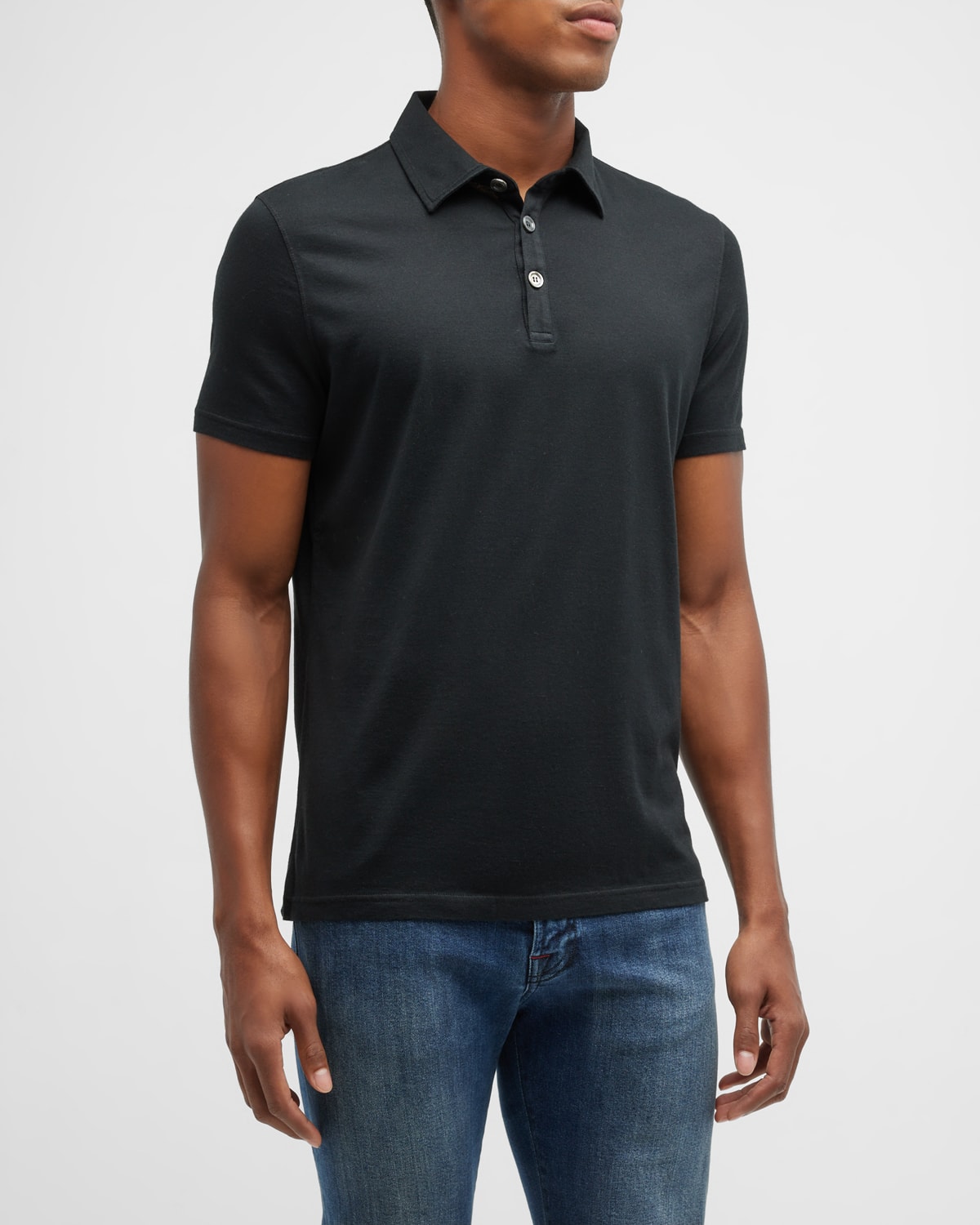 Kiton Men's Cotton-Cashmere Polo Shirt | Neiman Marcus